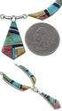 Sterling Silver Multicolor Earrings And Link Necklace Set GS75435
